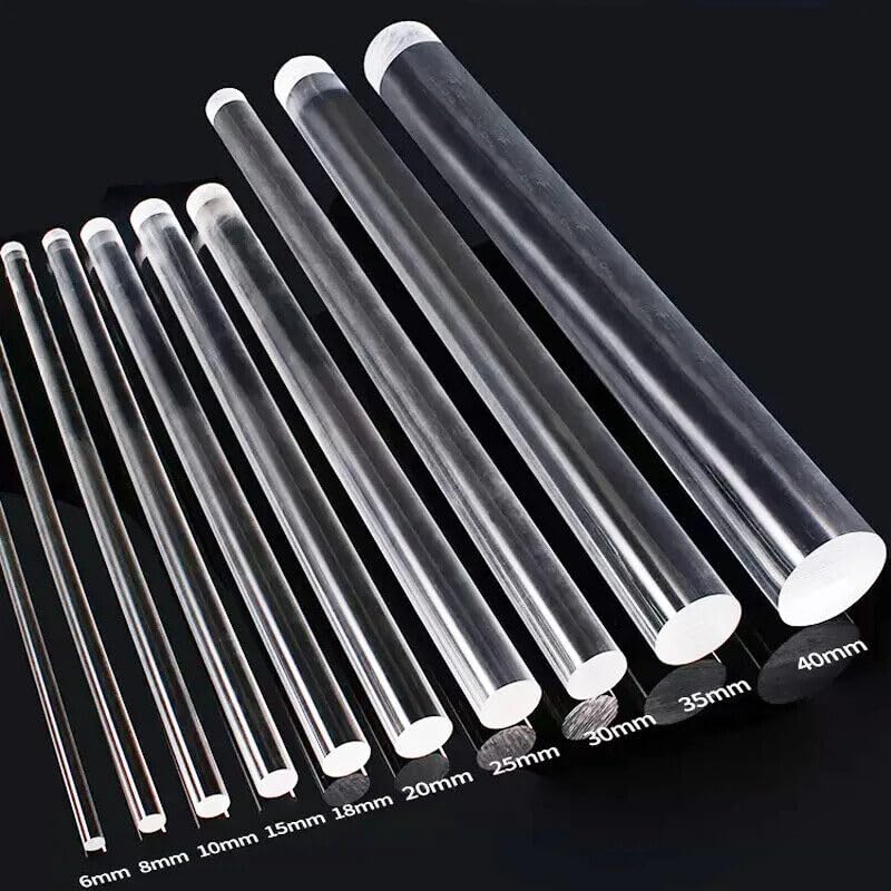 Transparent Acrylic Plastic Plexiglass Solid Rod PMMA Round Bar Organic Glass (Dia30mm Length 500mm)