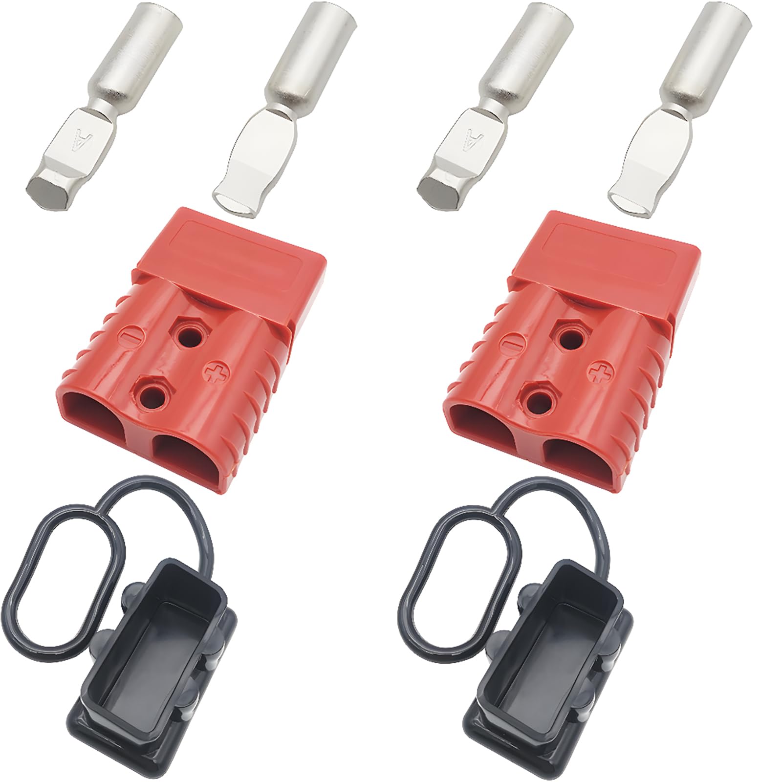 CESFONJER Conectores Batería, 120A 600V Enchufe rápido del Conector de la batería con Cubierta de Polvo, Se Adapta a Cables de 2-4 AWG (Rojo)