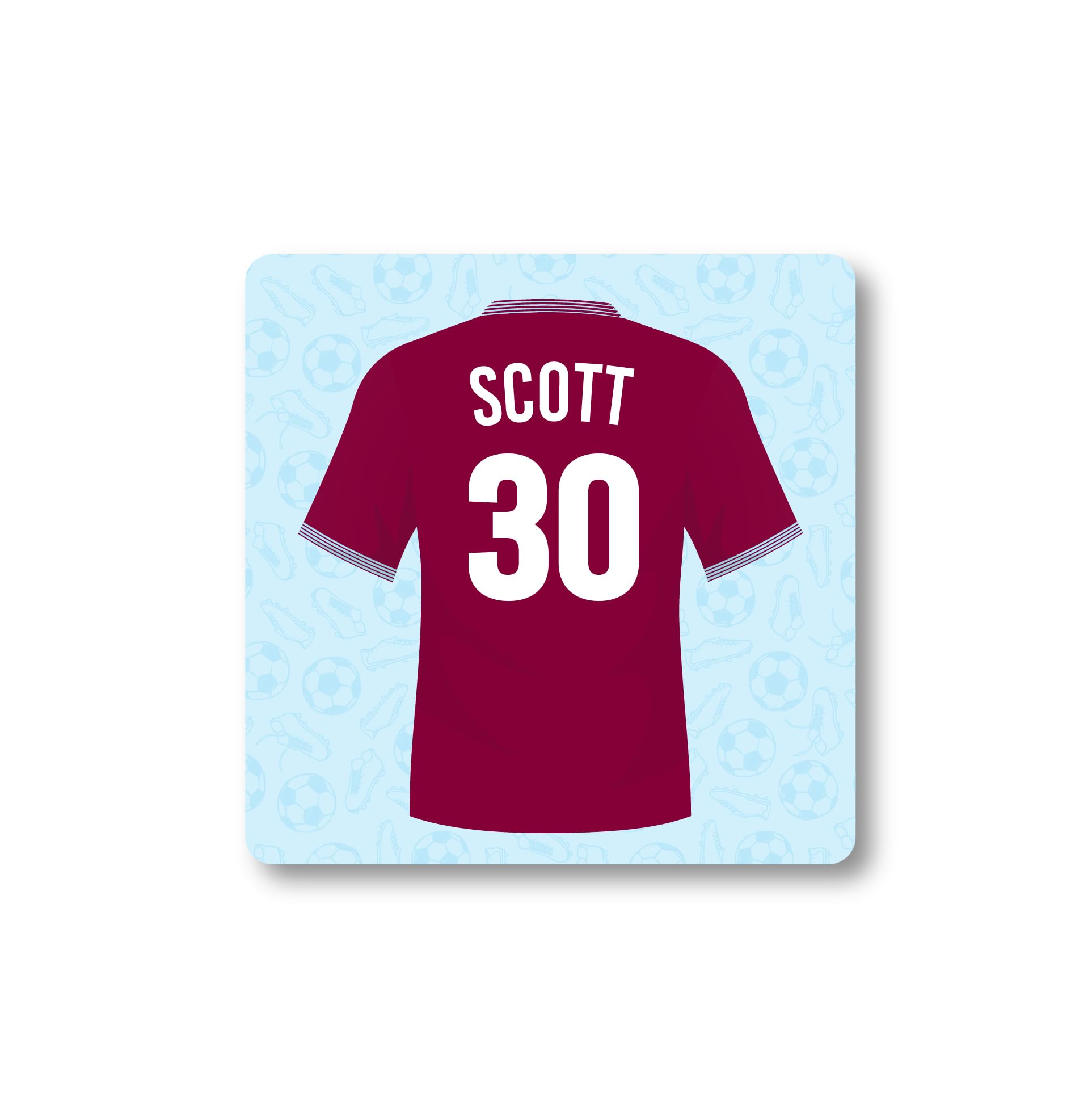 Personalised Football Shirt Coaster, West Ham Colours