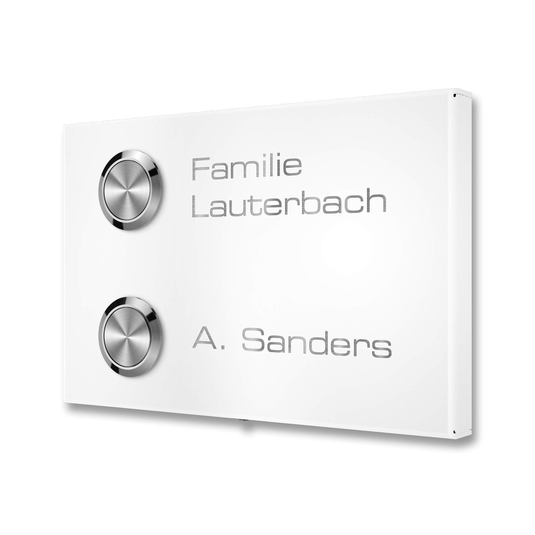 Metzler® sonnette sans fil avec bouton IP67 et gravure personnalisable blanc acier inoxydable durable jusqu’à 150 m de portée installation facile 10 ans de disponibilité des pièces détachées