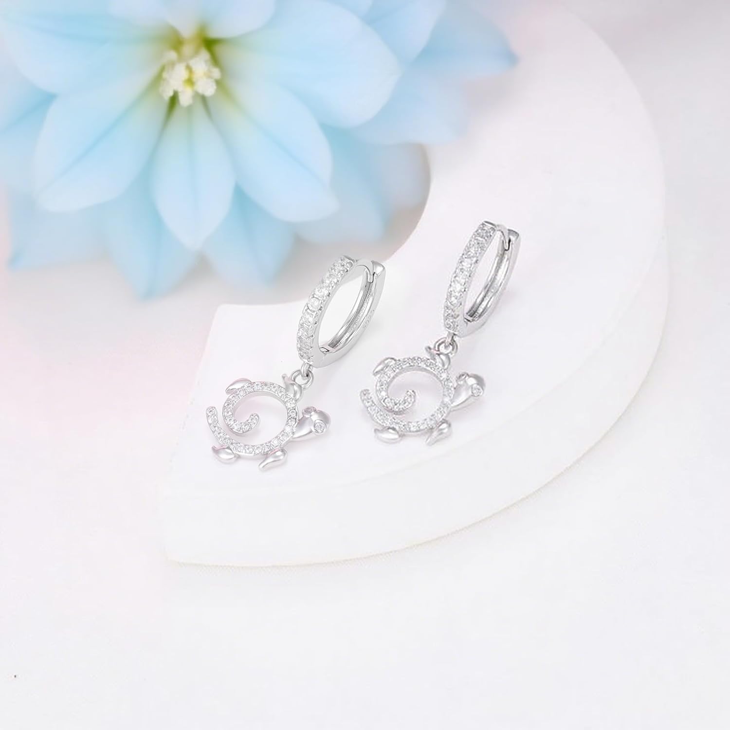 Turtle Earrings for Women Sea Hollow Tortoise Dangle Hoop Earrings S925 Sterling Silver Hawaii Ocean Wave Animals Jewelry for Turtle Lovers Cute Friendship Mothers Day Christmas - Image 3