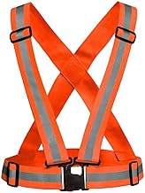 High Visibility Protective Safety Reflective Vest Belt Jacket, Night Cycling Reflector Strips Cross Belt Stripes Adjustable Vest - Orange