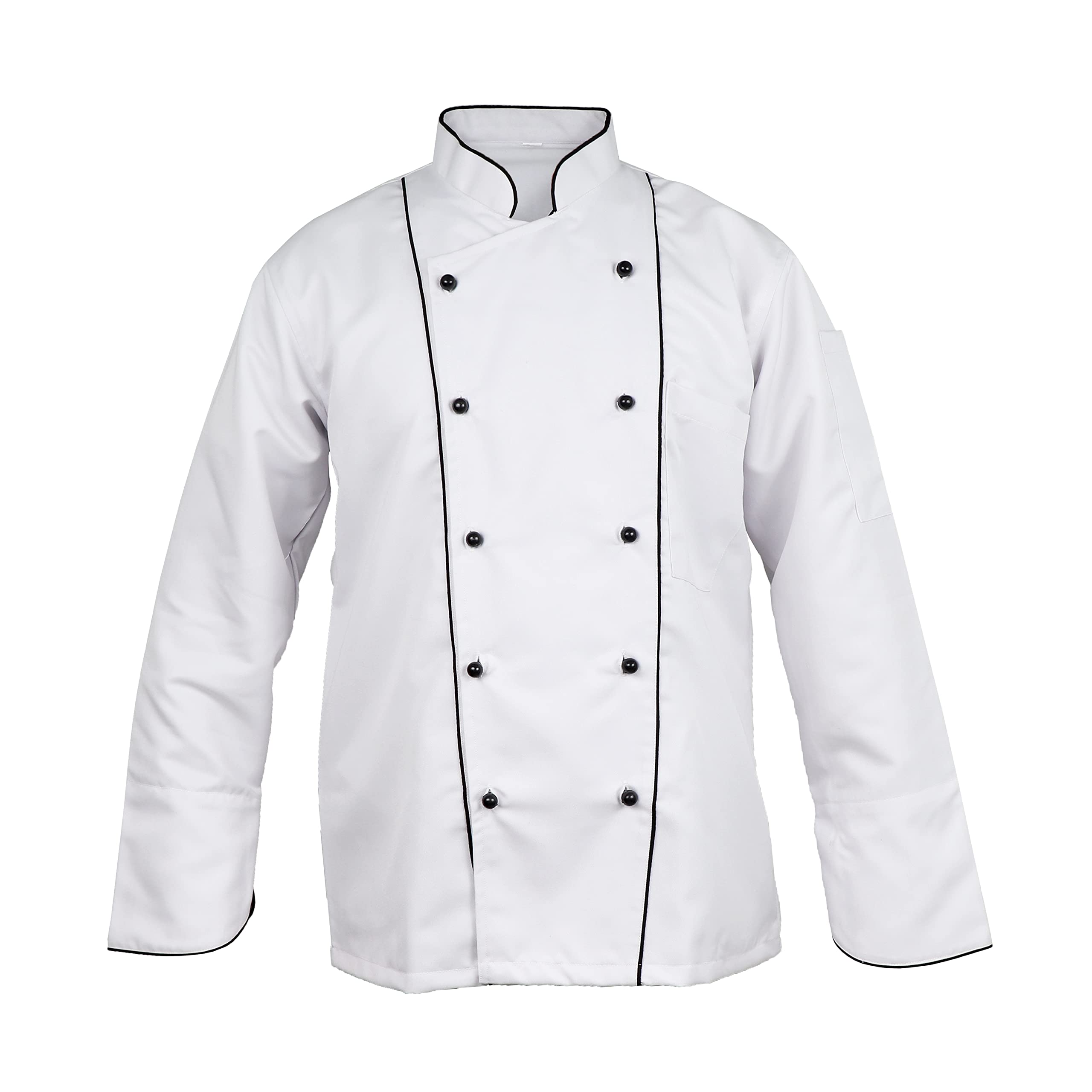 Chef Coat For Men And Women with Full Sleeve Polycotton Unisex Chef Jacket for Cooking | Comfortable & Stylish Double-Breasted Chef Dress With Reversible Closure-(Medium-38 White,Black)-image-36
