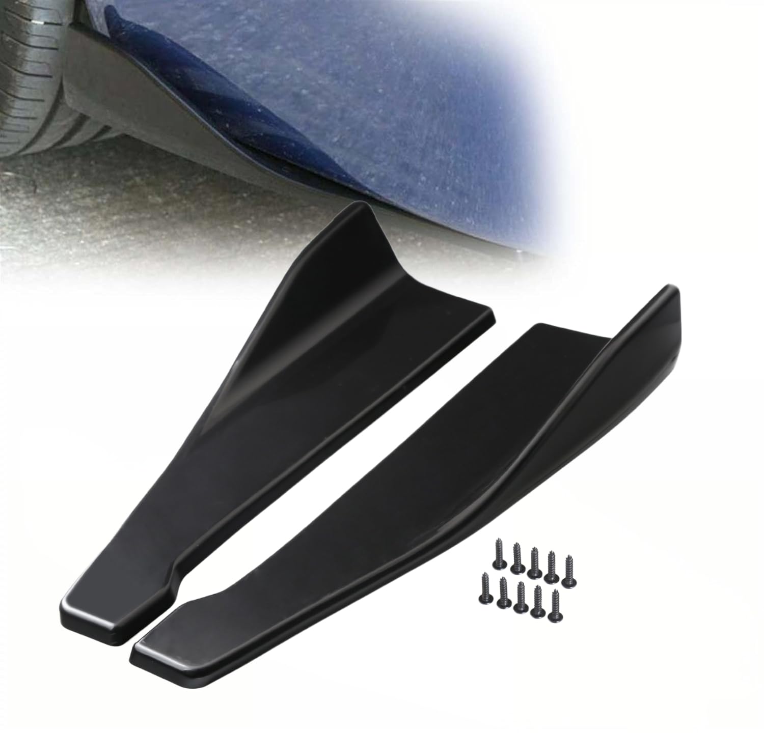 QIZUN Car Rear Bumper Side Skirt Lip for Skoda KAROQ 2017-2025, Auto Corner Protection Splitter Winglet Diffuser Glossy Black Aerodynamic 2 Pcs,L