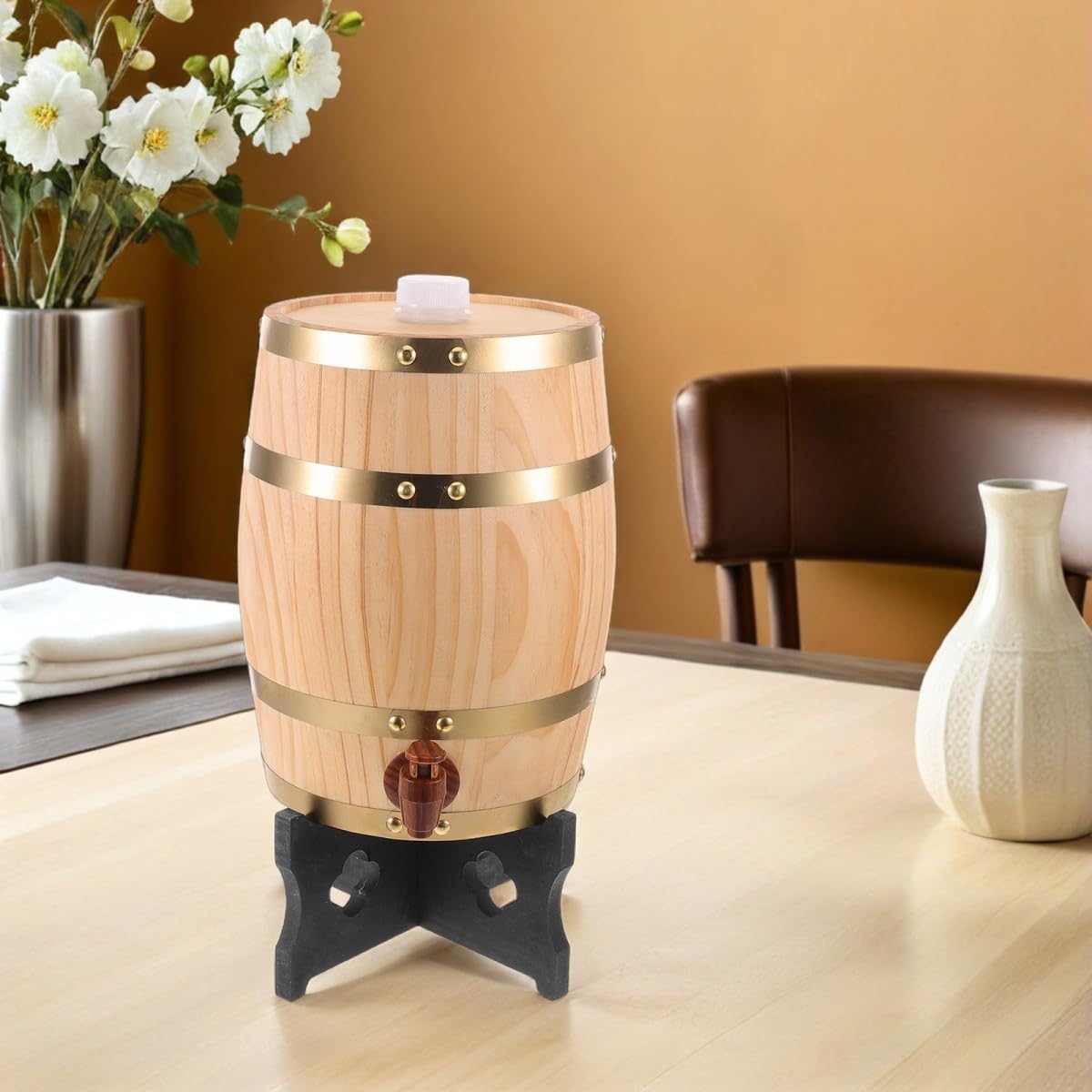 Barile in Legno di Quercia da 5l per Vino e Birra con Design Compatto e Miglioramento Naturale del Sapore, per Cucina e Ambienti Professionali