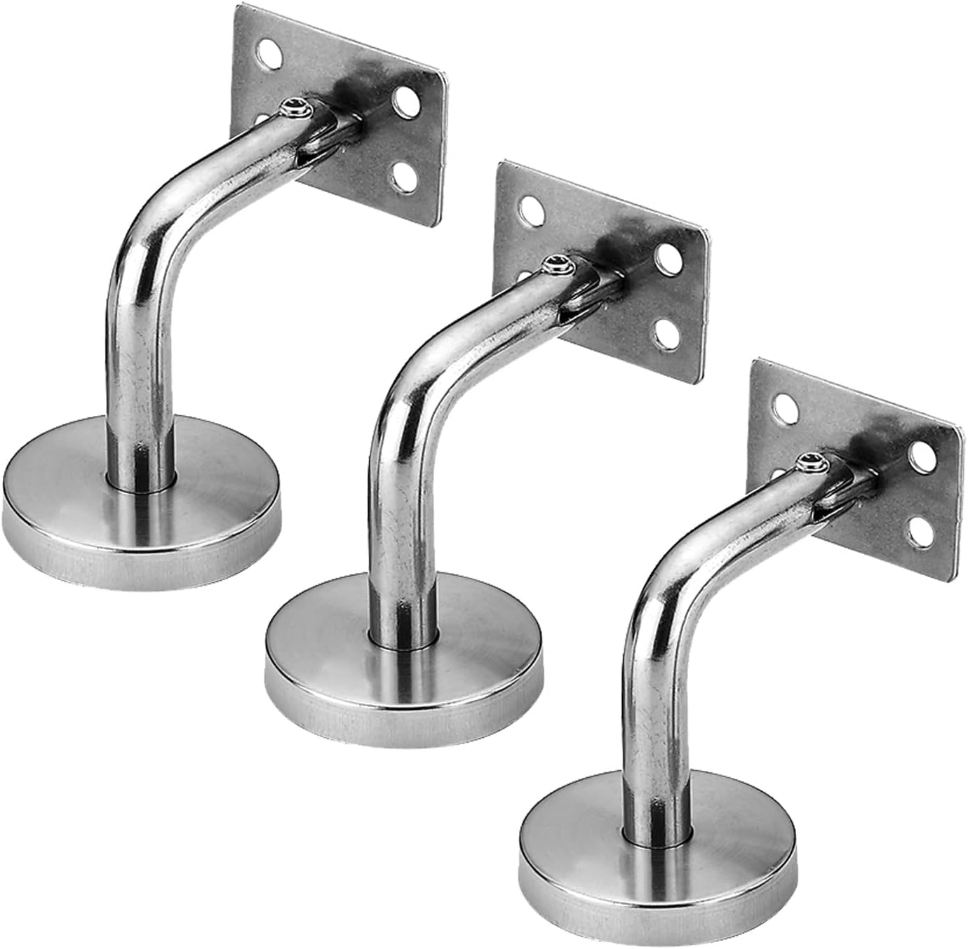 Handrail Bracket, 3PCS 201 Stainless Steel Staircase Handrail Brackets 2.36 inch Height Solid Round Bar Back Plate Pipe Shelf Bracket for Stairs Handrails,Guardrails