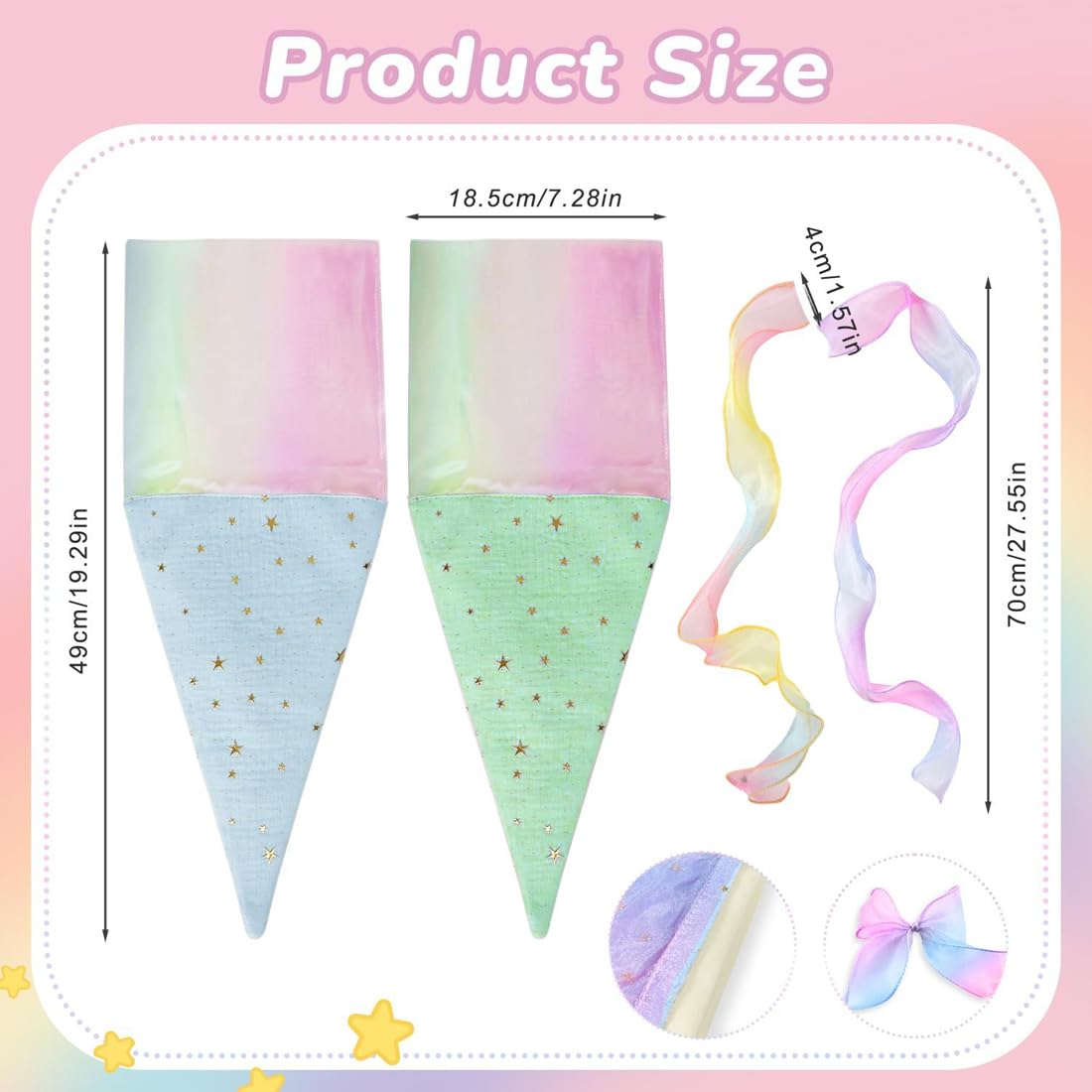 EIHI 2 Pezzi Coni portaconfetti, Coni per Confetti, Sacchetto Regalo per Scuola (Blu + Verde)