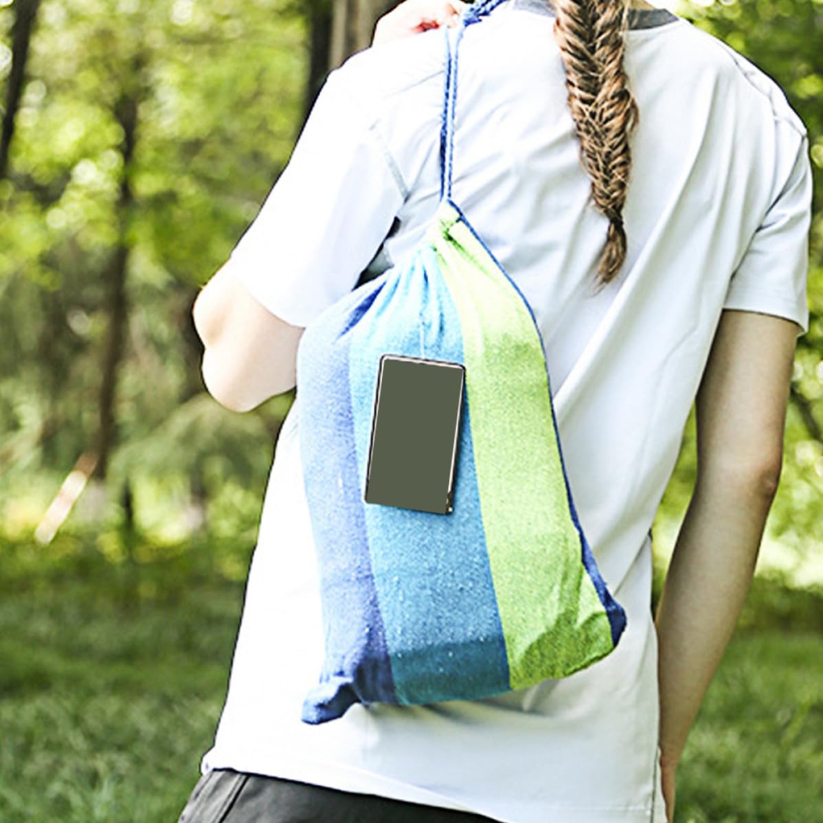 STOBAZA Hamaca Doble de Lona Correas y Hebillas, Azul, Fácil de Instalar y Ligera, para Balcón y Backpacking, Hombres