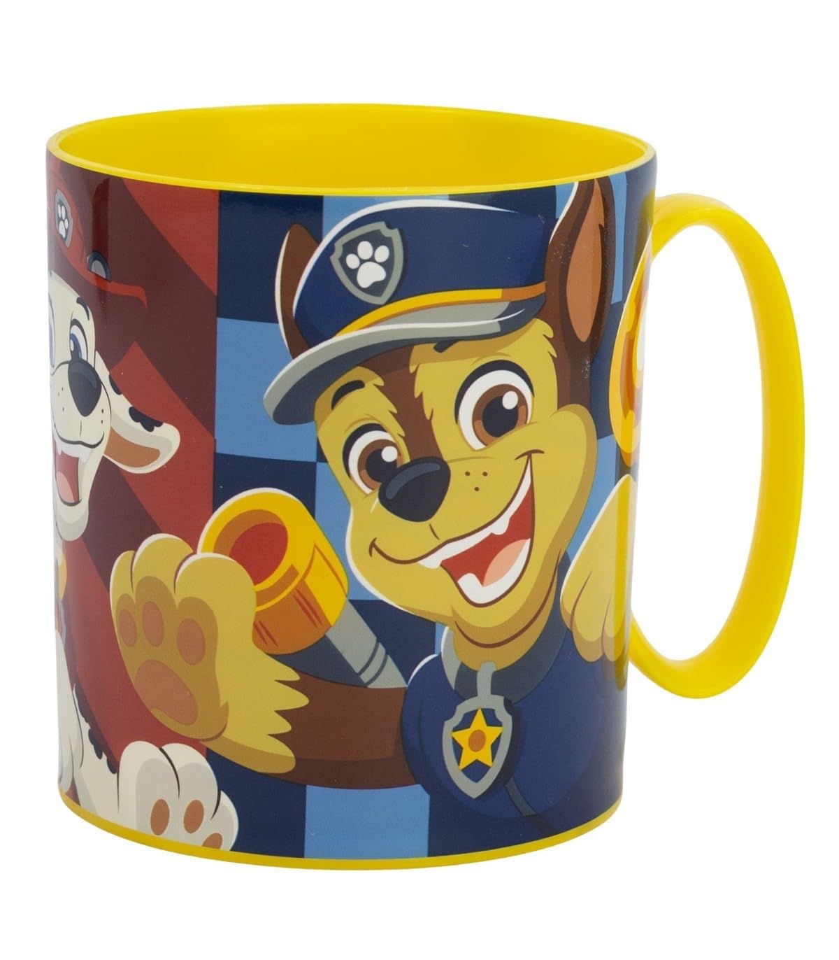 SRV Hub Paw Patrol Plastic Cup with Handle 390ML, BPA Free Microwave Safe Mug for Girls, Dishwasher Safe Reusable Drinking Mug for Home School Travel