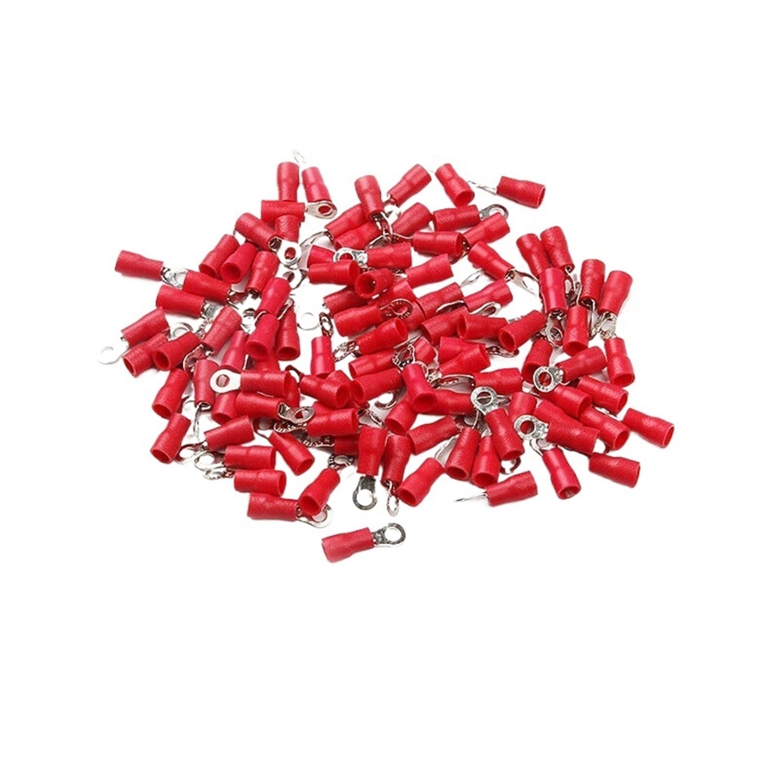 Cqahdsevf Red Rv1.25-6 Electrical Ring Terminals, Red Ring Insulated Terminals M3-M8 22-16Awg Cu Pvc 35/50/100Pcs Auto Motorcycle Marine(,50Pcs)