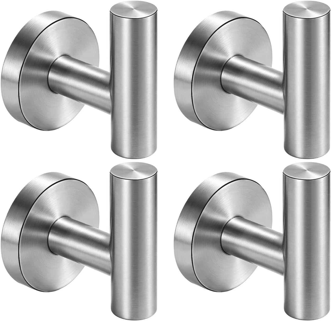 Nolimas Bathroom Towel Hooks, SUS 304 Stainless Steel Coat Hook Round Clothes Towel Coat Robe Hook Cabinet Closet Door Sponges Holder for Bath Kitchen Garage Hotel,Wall Mounted, Brushed Nickel, 4Pack