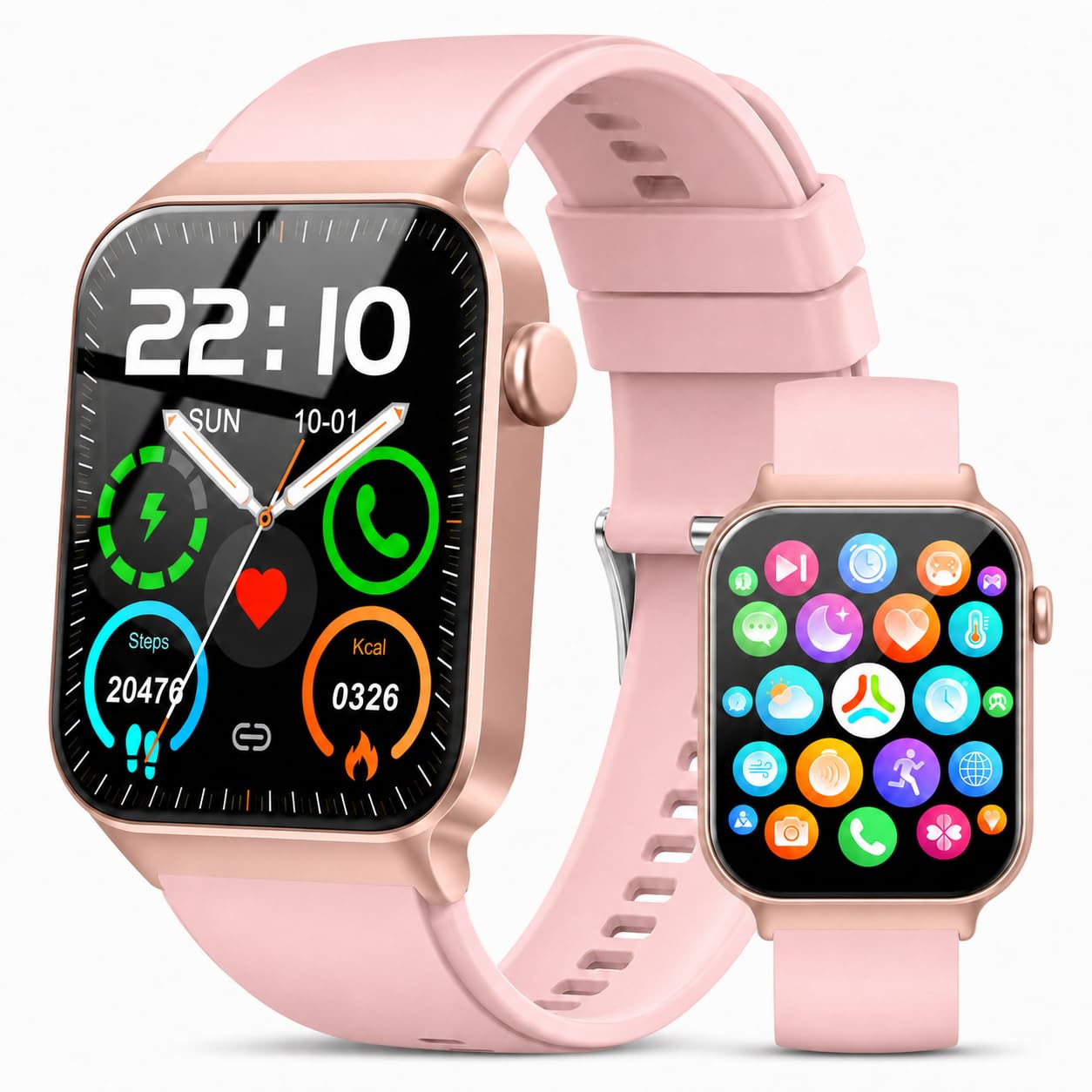 2026 Reloj Inteligente Hombre Mujer, 1.85" Smartwatch con Llamadas Bluetooth y Whatsapp Notificación, Pulsómetro, IP68 Pulsera Actividad con 100+ Modos Deportivos, Monitor de Sueño para Android iOS