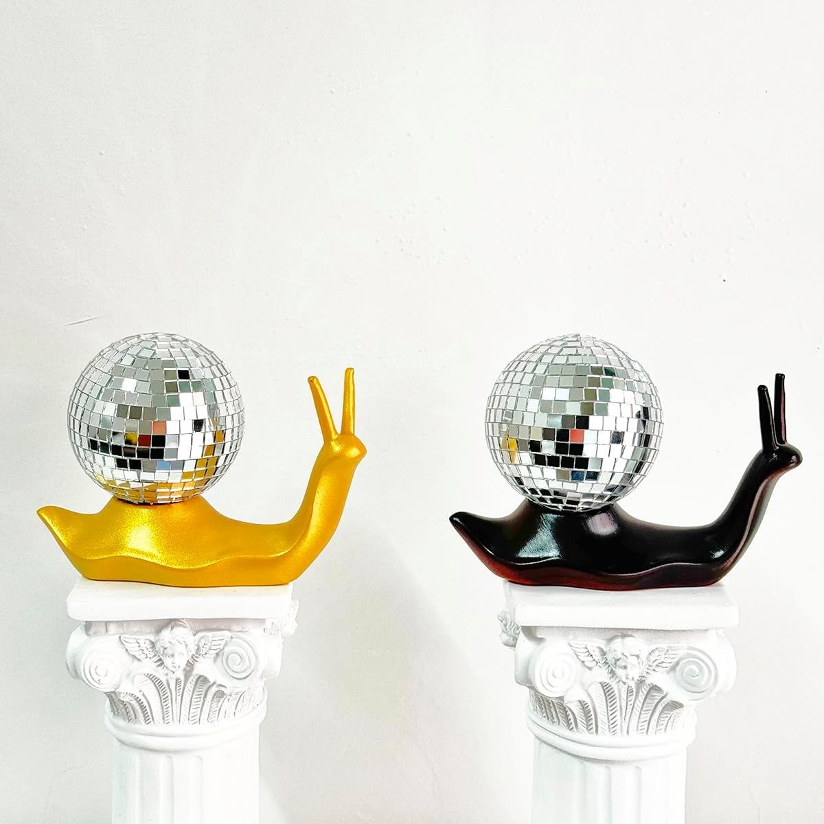 Golden Disco Snail Handmade Disco Ball Snail Figurine Home Ornaments Aesthetic Room Decor Funky Decor Sculptures and Figurines Table Ornaments Shelf Office Display Unique Gift Disco Art