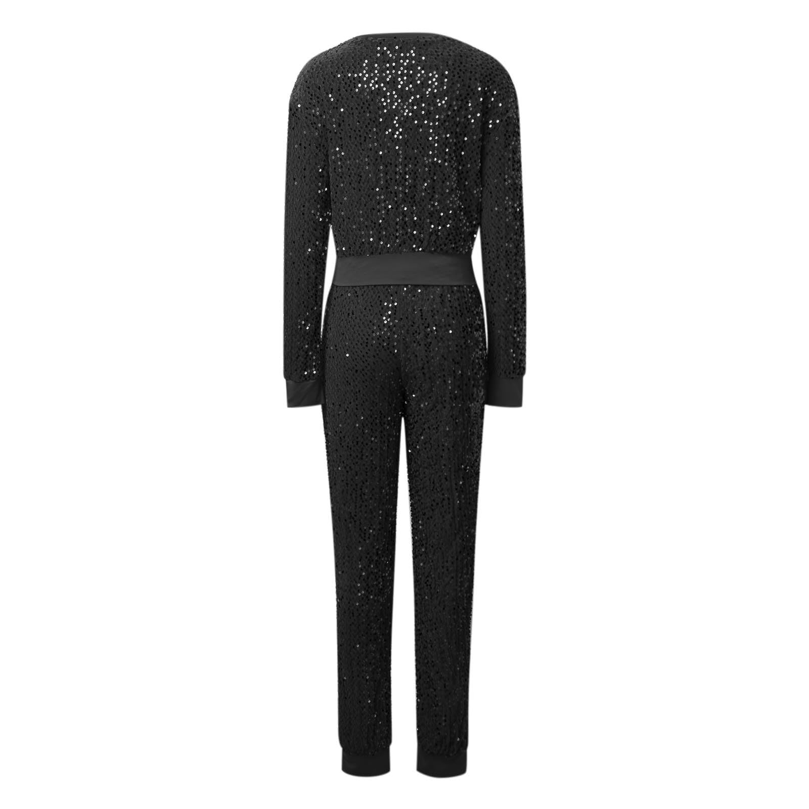 Tute da Ginnastica da Donna - Tuta Pantaloni Elegante per Donna con Paillettes e Maglione Lungo per Stagioni Autunno Inverno Abbigliamento Tempo Libero e Sportivo Comodo e Respirante