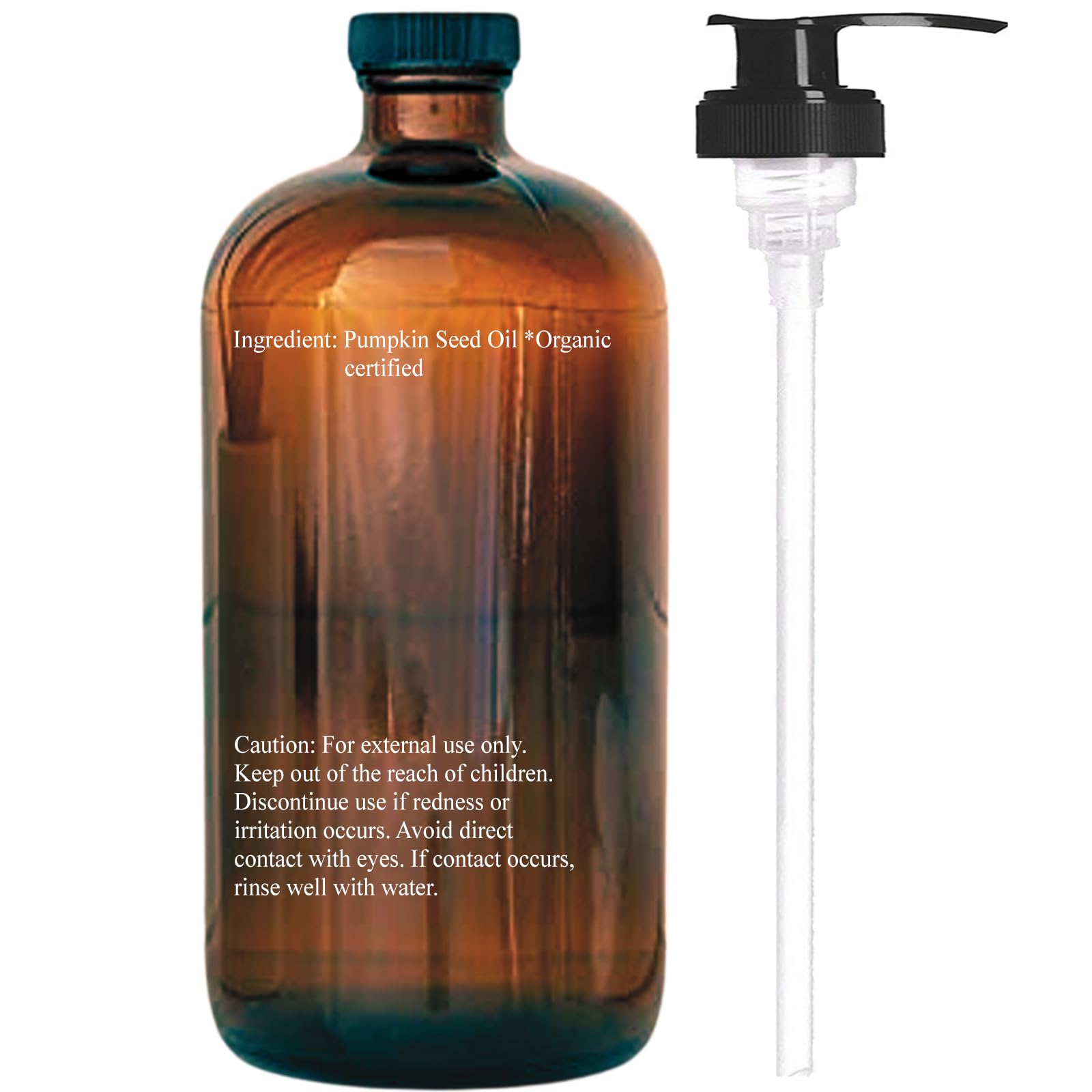 Pumpkin Seed Oil 16 fl oz (Glass Bottle) - USDA Organic Cold Pressed - 100% Pure and Natural - Hexane Free, Phthalate Free - Skin, Hair, Body, Massage Oil