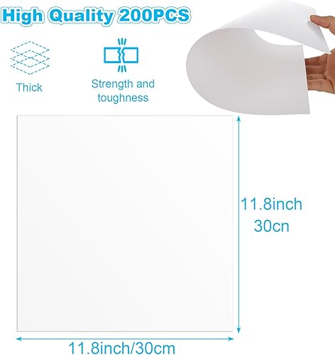 Miniatura 2 de 200 piezas de papel de cartulina blanco de 12 x 12 pulgadas, peso de 250 GSM, 90 libras, en blanco, multiusos para manualidades, invitaciones,