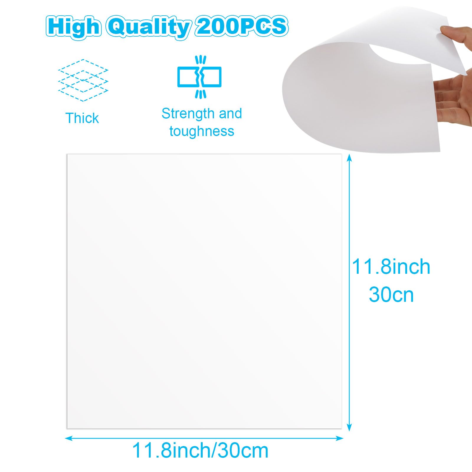 YOUNTHYE 200 hojas de cartulina blanca de 11.8 x 11.8 pulgadas de grosor para manualidades, tarjetas, invitaciones, suministros de álbumes de recortes, tarjetas de negocios, cubierta de 90 libras, 250