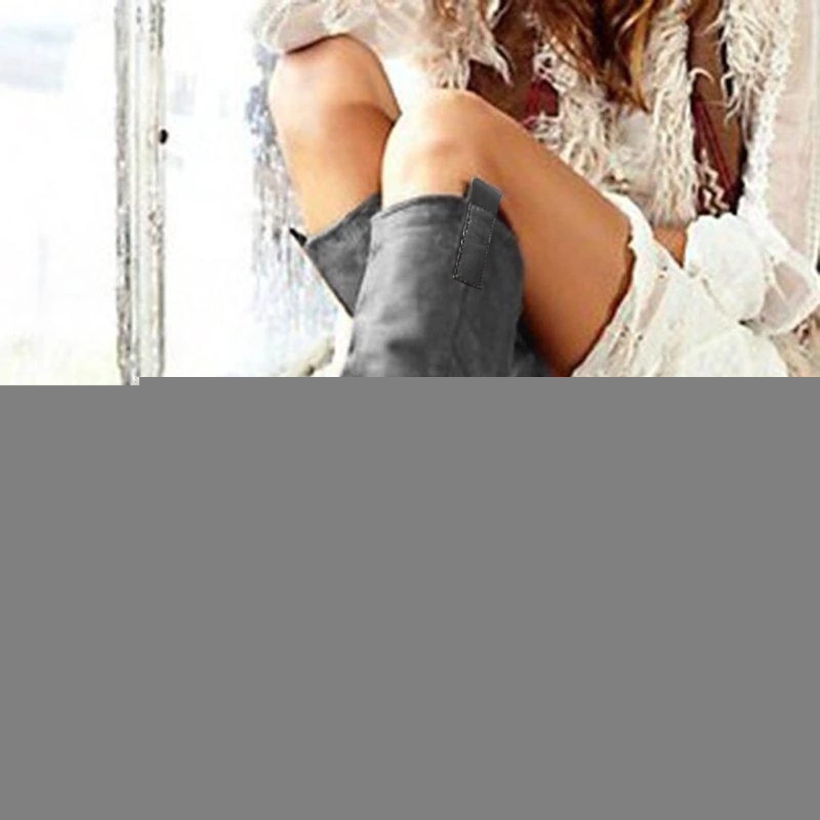 FGUUTYM Stivali da donna neri sopra il ginocchio, stivali lunghi con tacco, da donna, caldi, da cowboy, per autunno e inverno