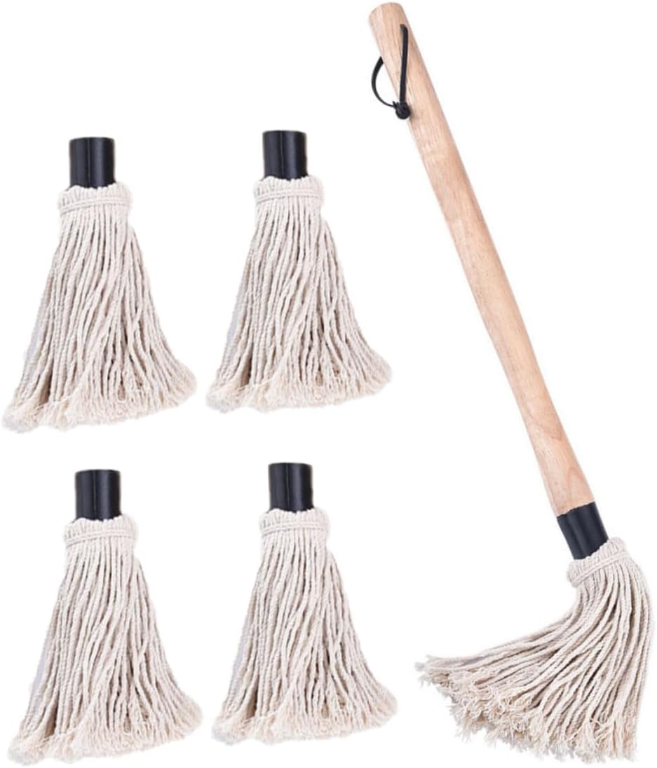 Cotton Yarn Bbq Basting Brush Set 6Pcs with Replaceable Heads, Oil Baking Cooking Brush for Grill and Barbecue, Practical Handle with Hook Style for Outdoor Cooking