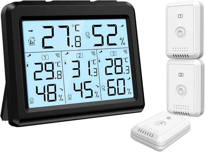 TFA 30.5038 Termometro igrometro digitale controllo della temperatura e umidità, nero con batterie