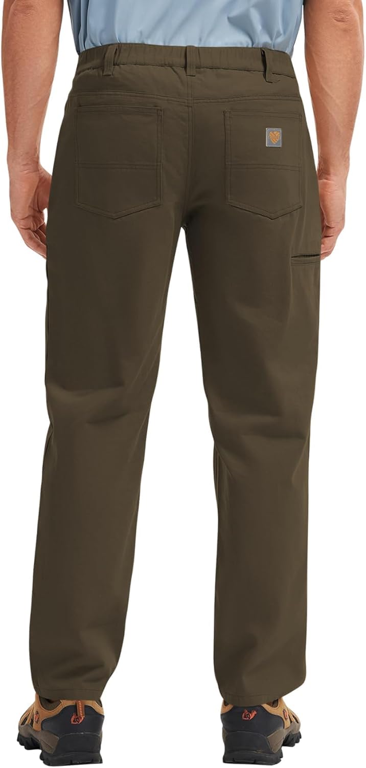Men's Work Pants Stretch & Sturdy Relaxed Fit Canvas 5-Pocket for Construction - Image 3