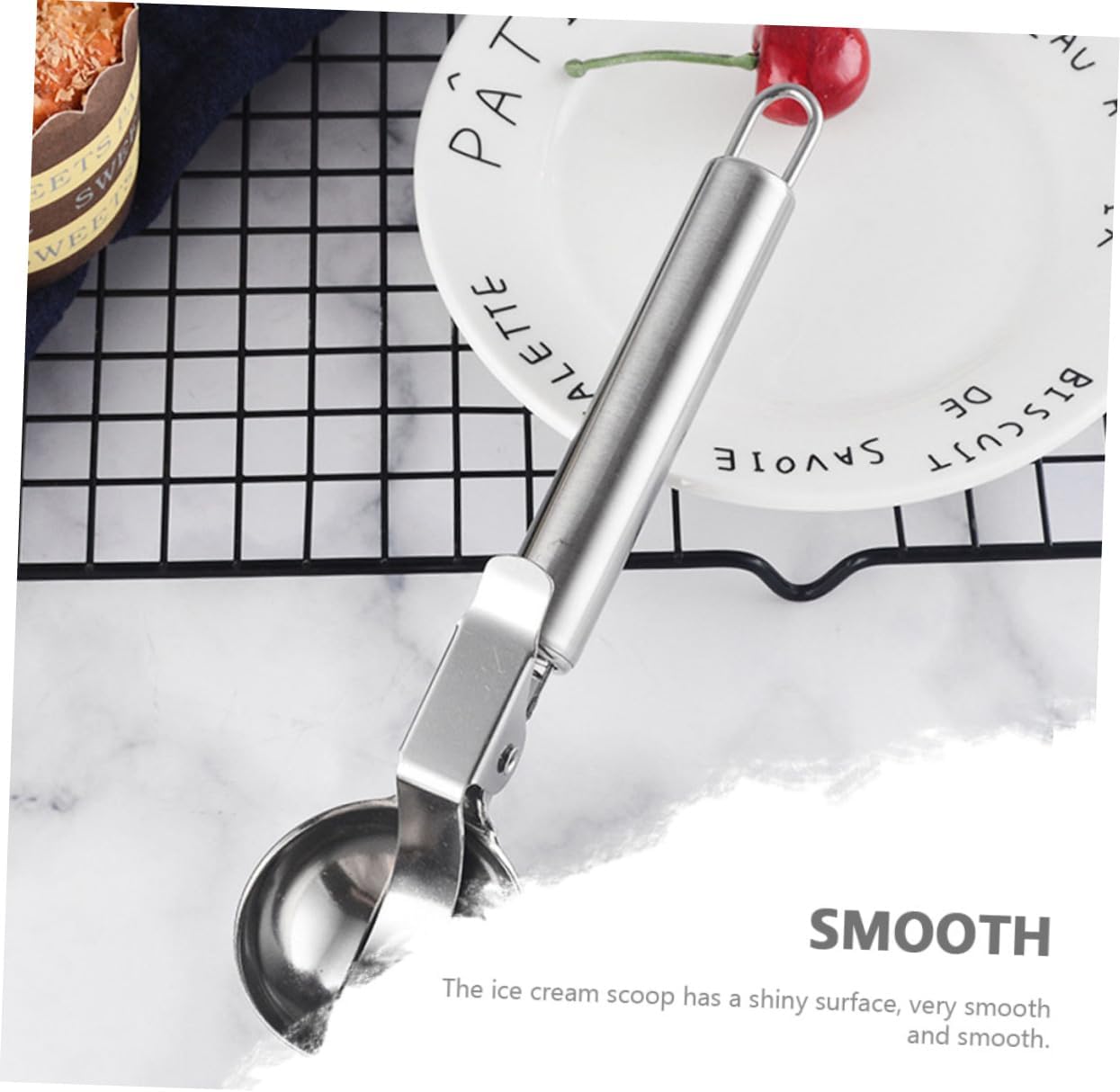 Zerodeko 10 Pcs Stainless Steel Ice Cream Scoop Ice Basting Spoon Ice Cream Scoops Portable Puck