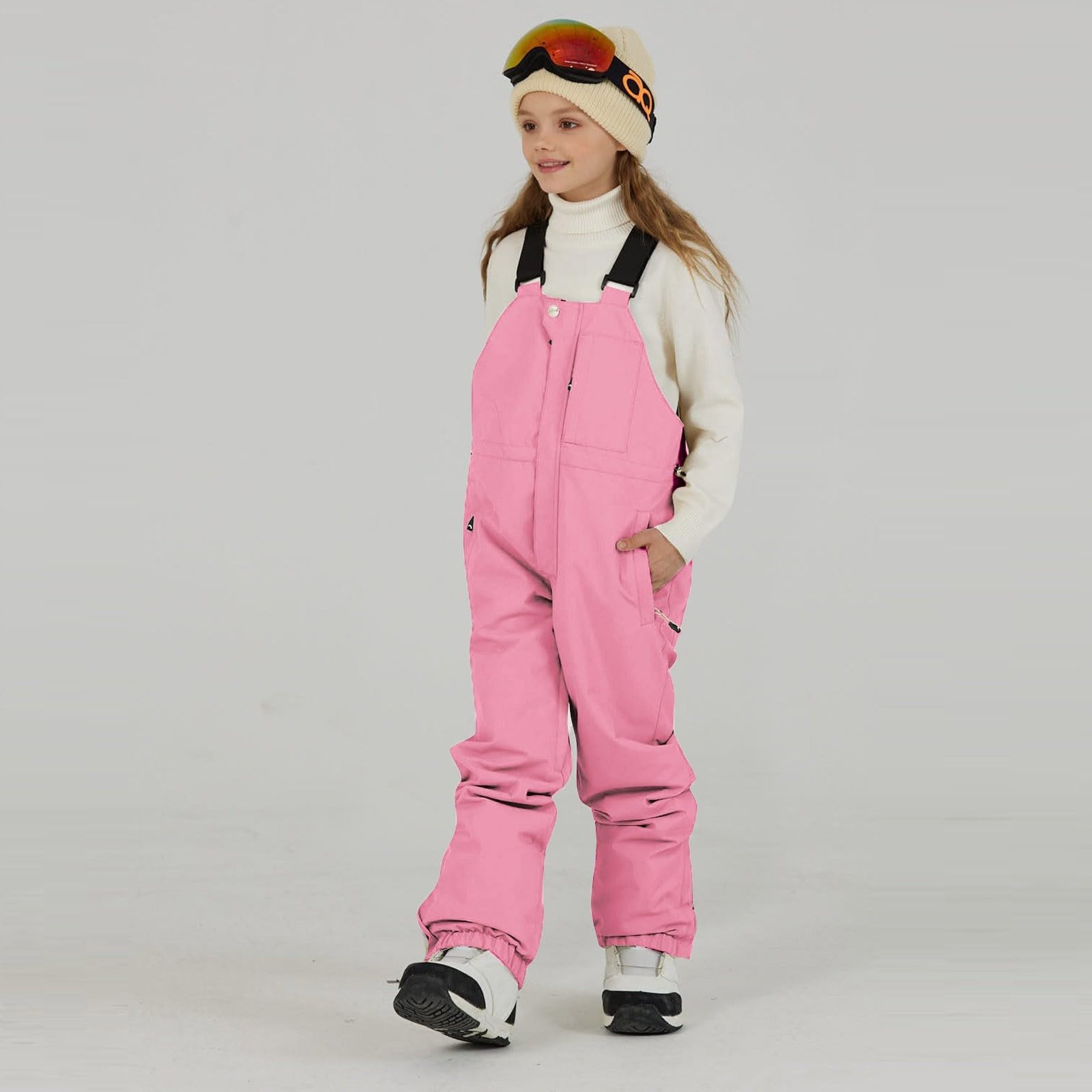 Schneehose Skioverall Mädchen Jungen Skihose Winddicht Wasserdicht Warmer Skioverall für Kinder Overall Ski-Latzhose Verstellbarer Outdoor Wintersporthose Skibekleidung