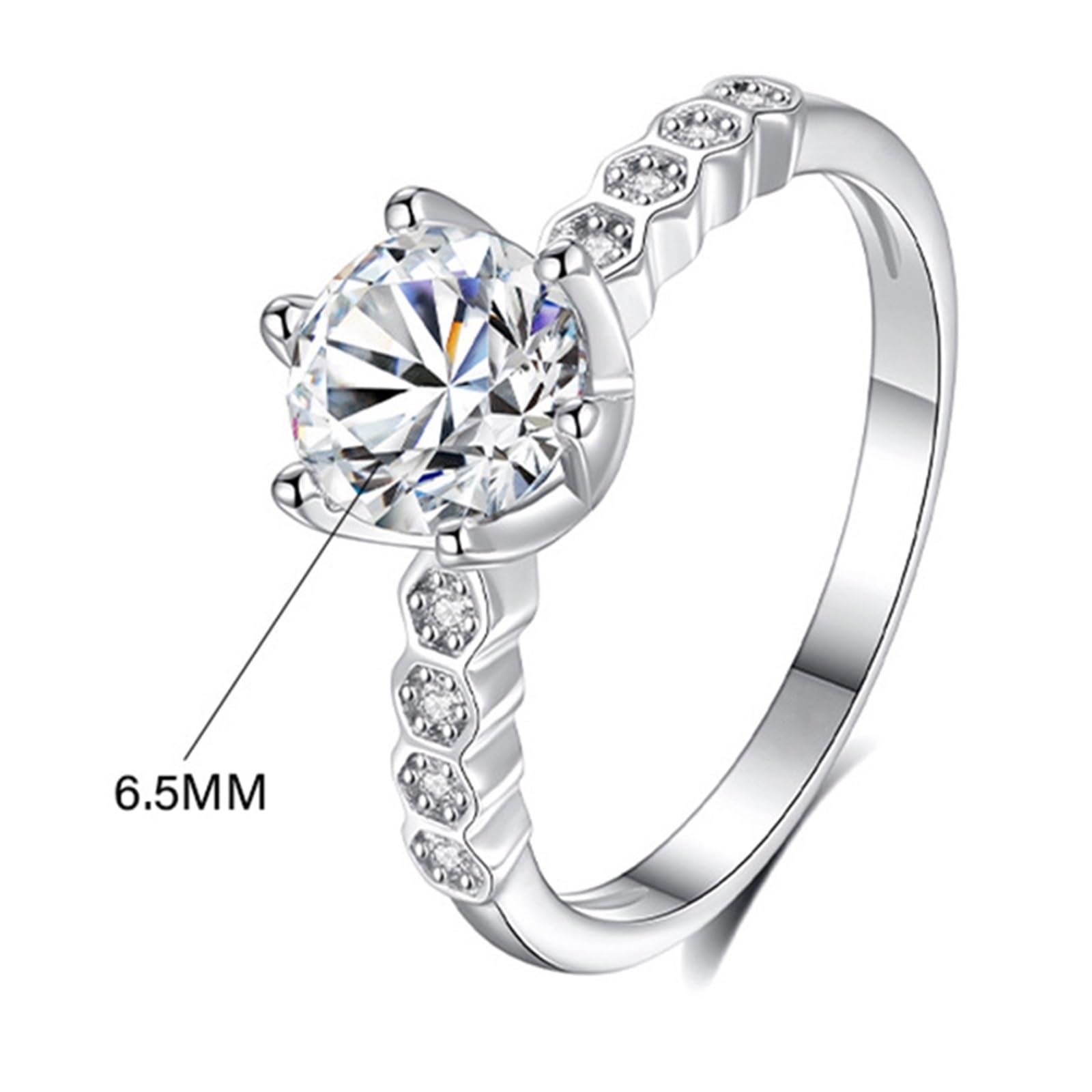 Anillo de compromiso para mujer, oro blanco, elegante, con moissanite de 1 ct, oro auténtico, solitario