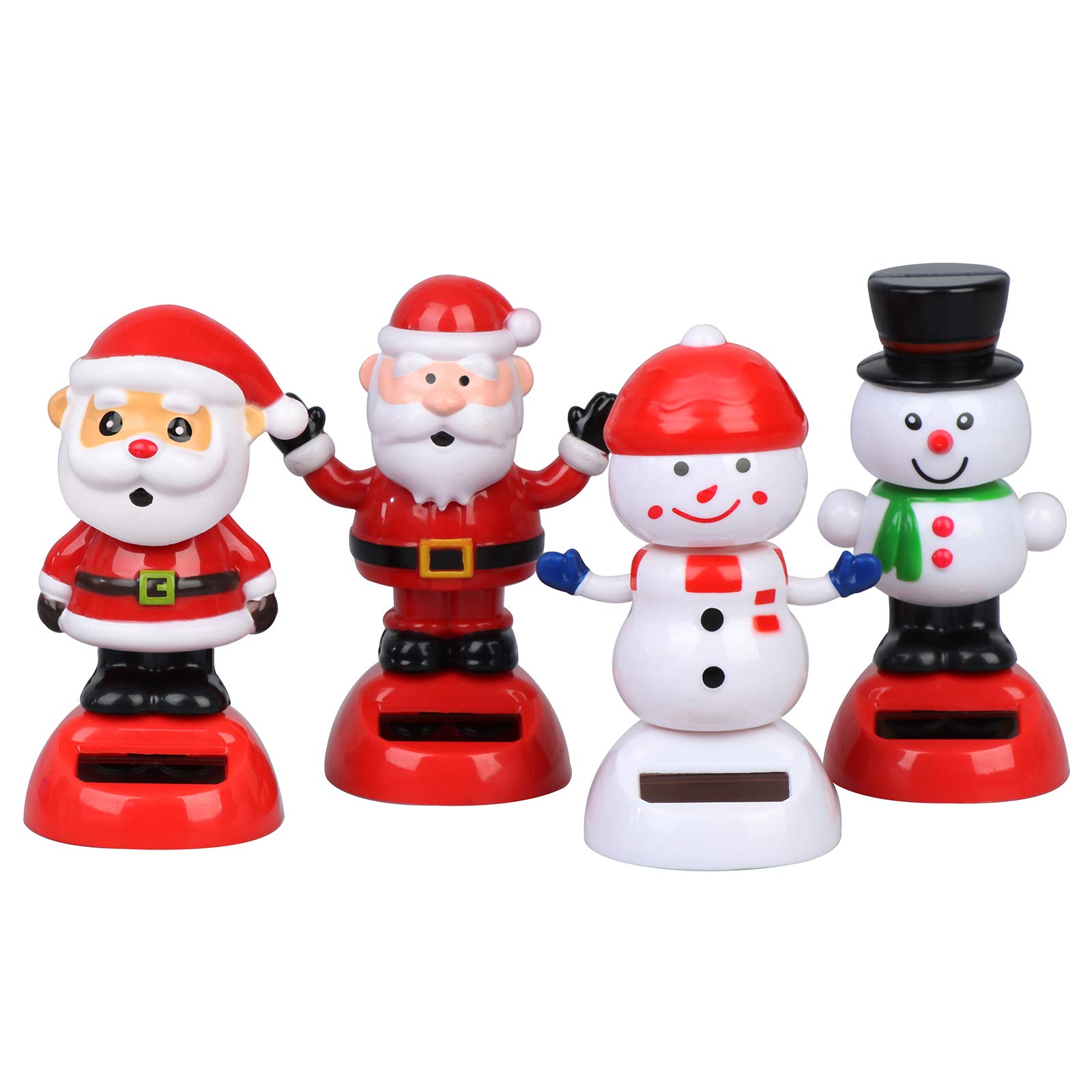 Diyiming 4 Christmas Solar Dancing Snowman Toy Solar Powered Dancing Santa Claus in Colorful Pots Swinging Santa Flip Flap Animated Bobblehead Dancer Window Sun Catcher Car Dashboard Decor