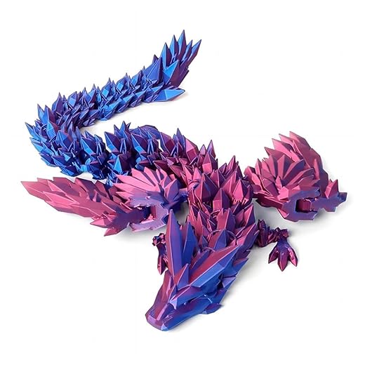 8.6 Inch 3D Printed Purple Dragon with Wings Collectible Figurine for Home Office Executive Desk Decor