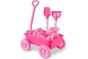 Pink Princess Child Beach Wagon Toy Set with 14 Play Tools