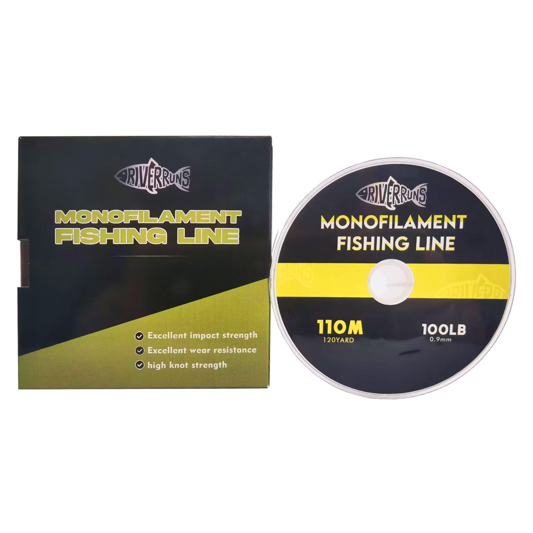 Riverruns Nylon Monofilament Fishing Leader Line with Spool, High Abrasion Resistance, Lower Light Refraction Leader Transparent Line 20-200LB, Suitable for Saltwater. (150lb, 1.2mm)