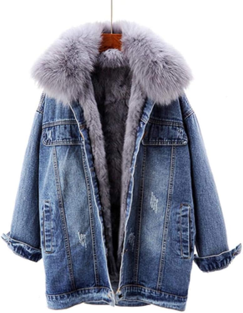 vintage fur collar denim jacket