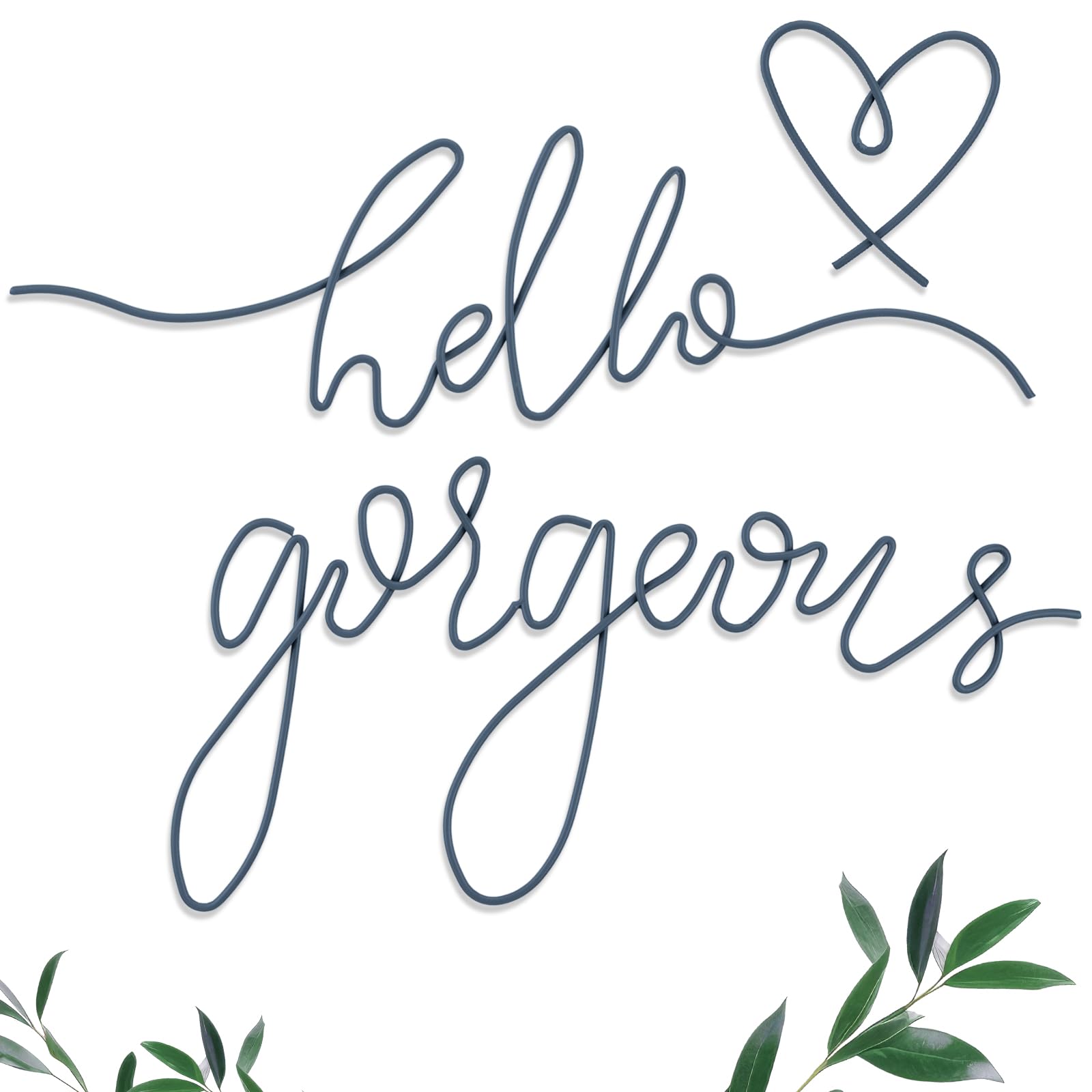 Hicarer Metal Hello Gorgeous Wall Art Minimalist Wall Decor, Blue