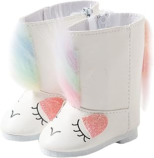 Doll Shoes Accessories Doll Snow Boots Fit 18-inch American Doll Girl Dolls (Unicorn Boots)
