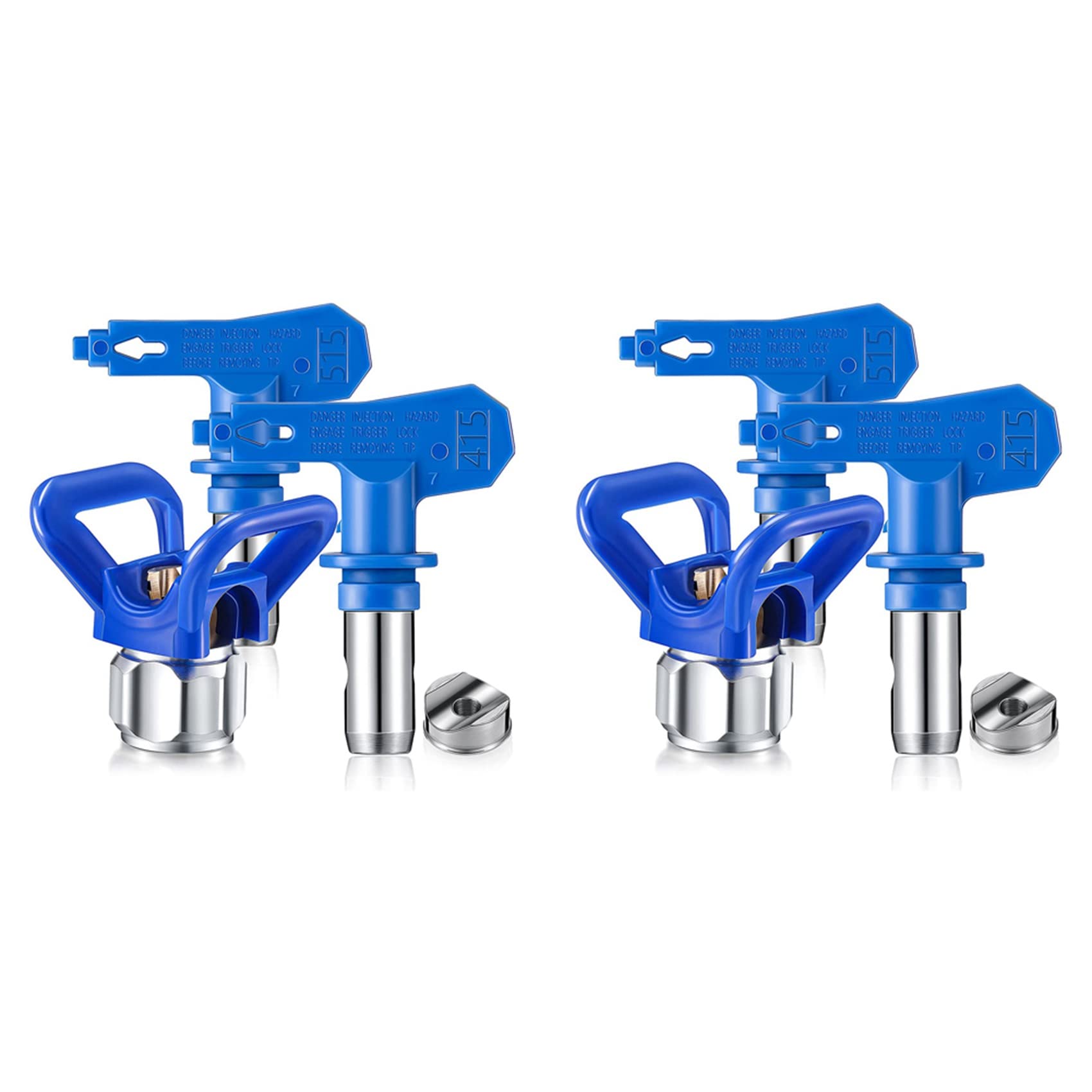 Jnchdghwa Blue & Silver 6Pc 415/515 Tips Airless Paint Sprayer Tip Guard Nozzle Seat Replacement For Airless Paint Tip Nozzle