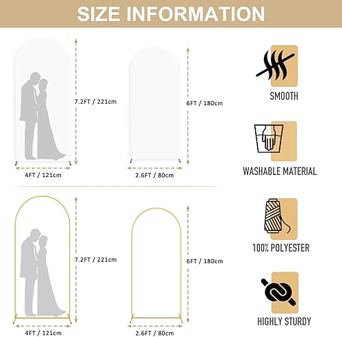 Miniatura 10 de FANPROMS Cubierta de arco de elastano naranja de 6 pies, cubierta de arco de boda, cubierta de arco de tela ajustada, telón de fondo elástico para