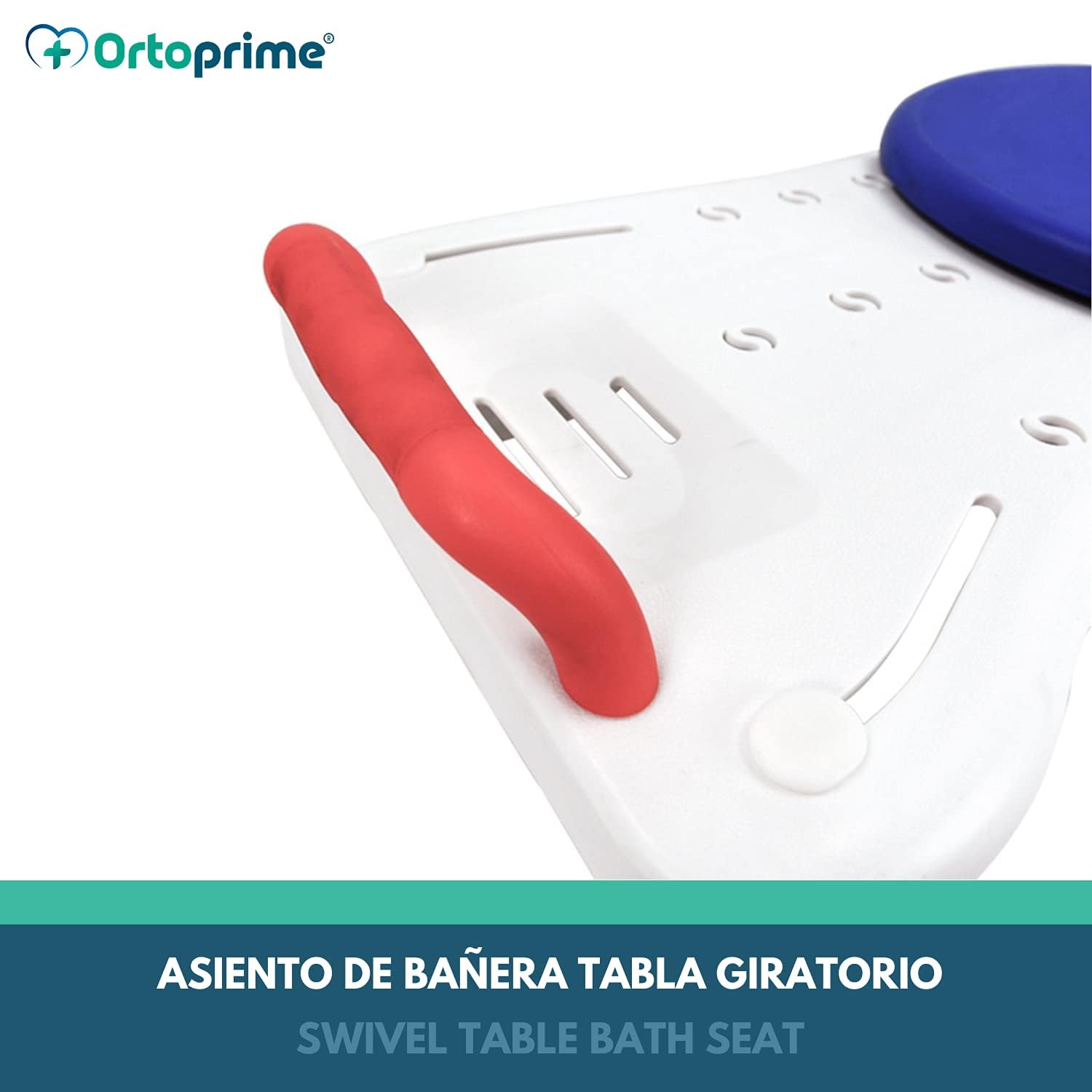 OrtoPrime Asiento Bañera con Disco Giratorio Fácil Transferencia - Silla Giratoria Bañera Adulto - Tabla de Baño Ajustable - Banco Baño Seguridad