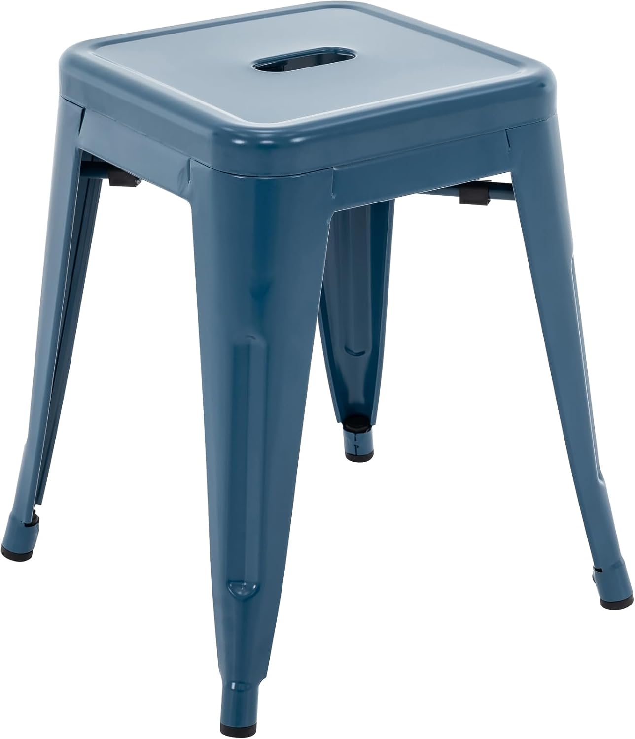 Brage Living 18 Inch Industrial Metal Stools Set of 4, Stackable Classroom Stools, Backless Metal Dining Chairs for Indoor Outdoor, Kitchen Short (Deep Blue)