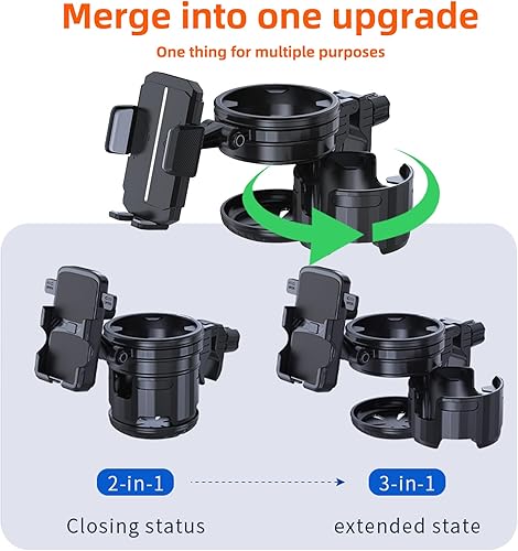 Miniatura 3 de Portavasos universal 4 en 1 para cochecito Soporte ajustable para taza individualdoble y teléfono, giratorio de 360, agarre de silicona