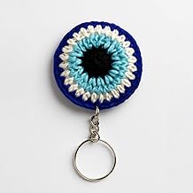 Handmade Evil Eye Crochet Keychain | Protective Bag Charm, Handmade Backpack & Purse Accessory, Unique Gift for Men & Women