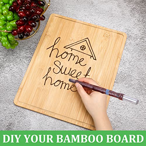 Set de 10 tablas de cortar de bambú Eaasty, rectangulares, con ranura para jugos, para cocina, carne, queso y verduras, bandeja resistente para servir miniatura 4