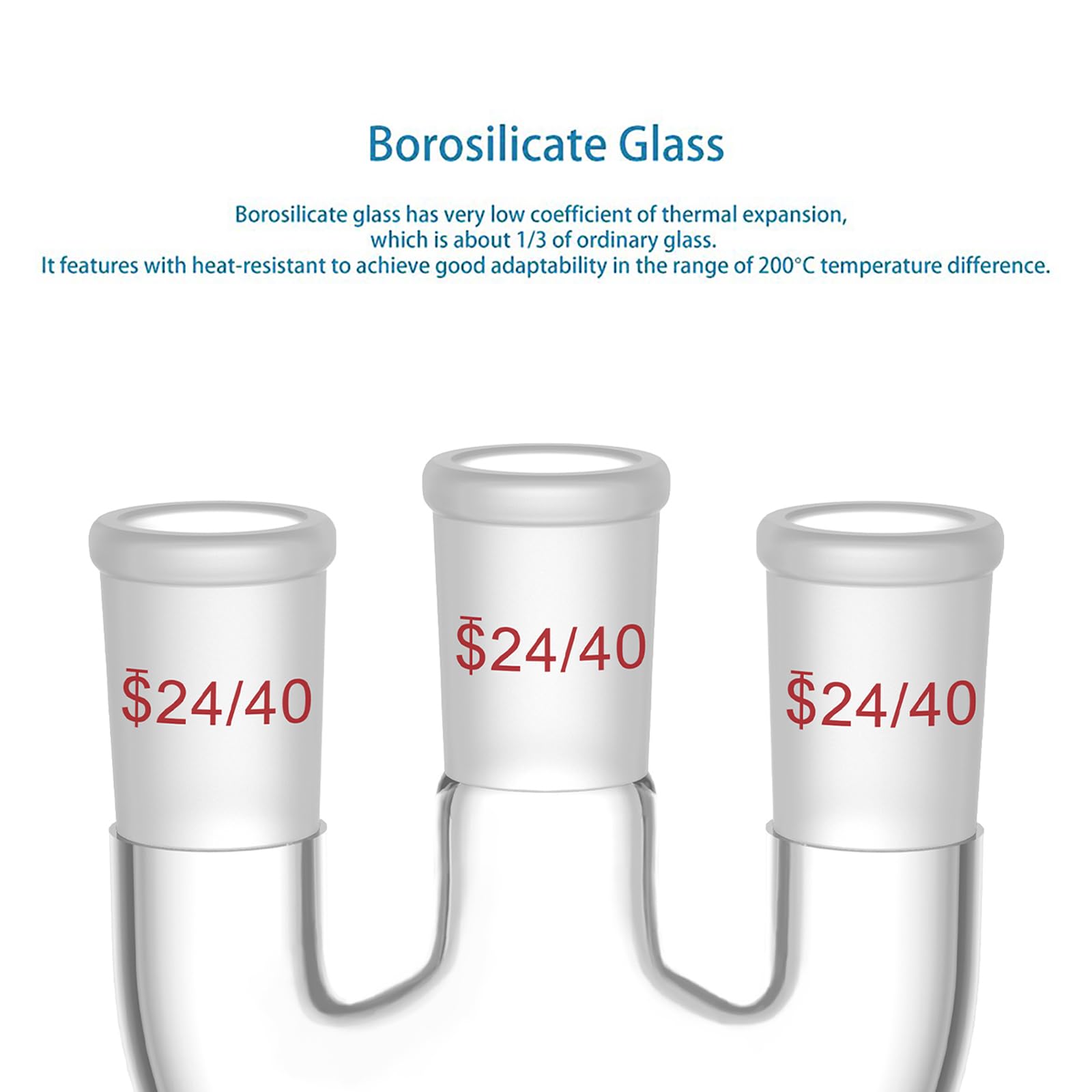 stonylab 250 ml Rundkolben mit 3 geraden Hälsen, 24/40 Standard-Schliffe, hochborosilikat Glas, ideal für Chemie, Labor, wissenschaftliche Experimente, Destillation und Rückflussanwendungen