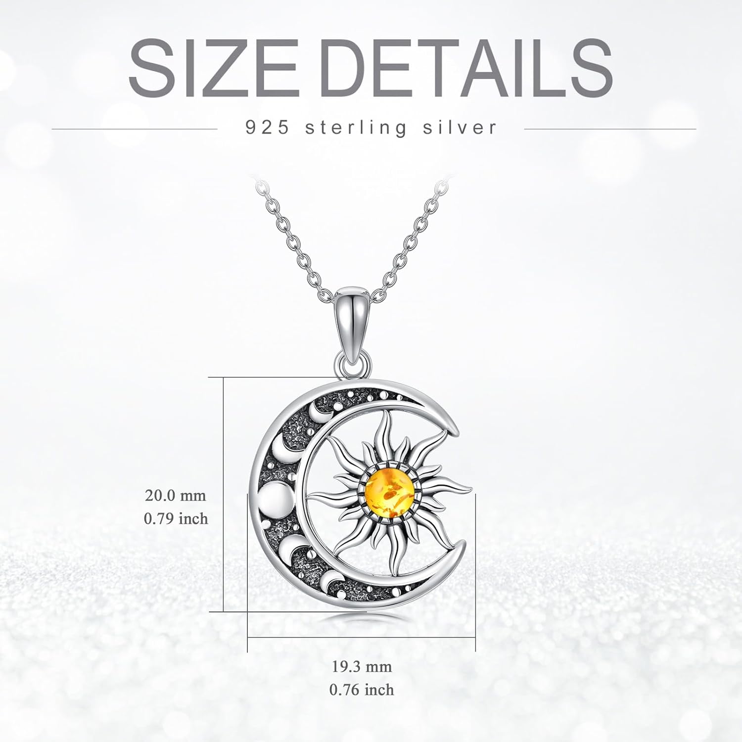 Sun and Moon Necklace 925 Sterling Silver Sun Moon Pendant Gemstone Jewelry Gifts for Women - Image 4