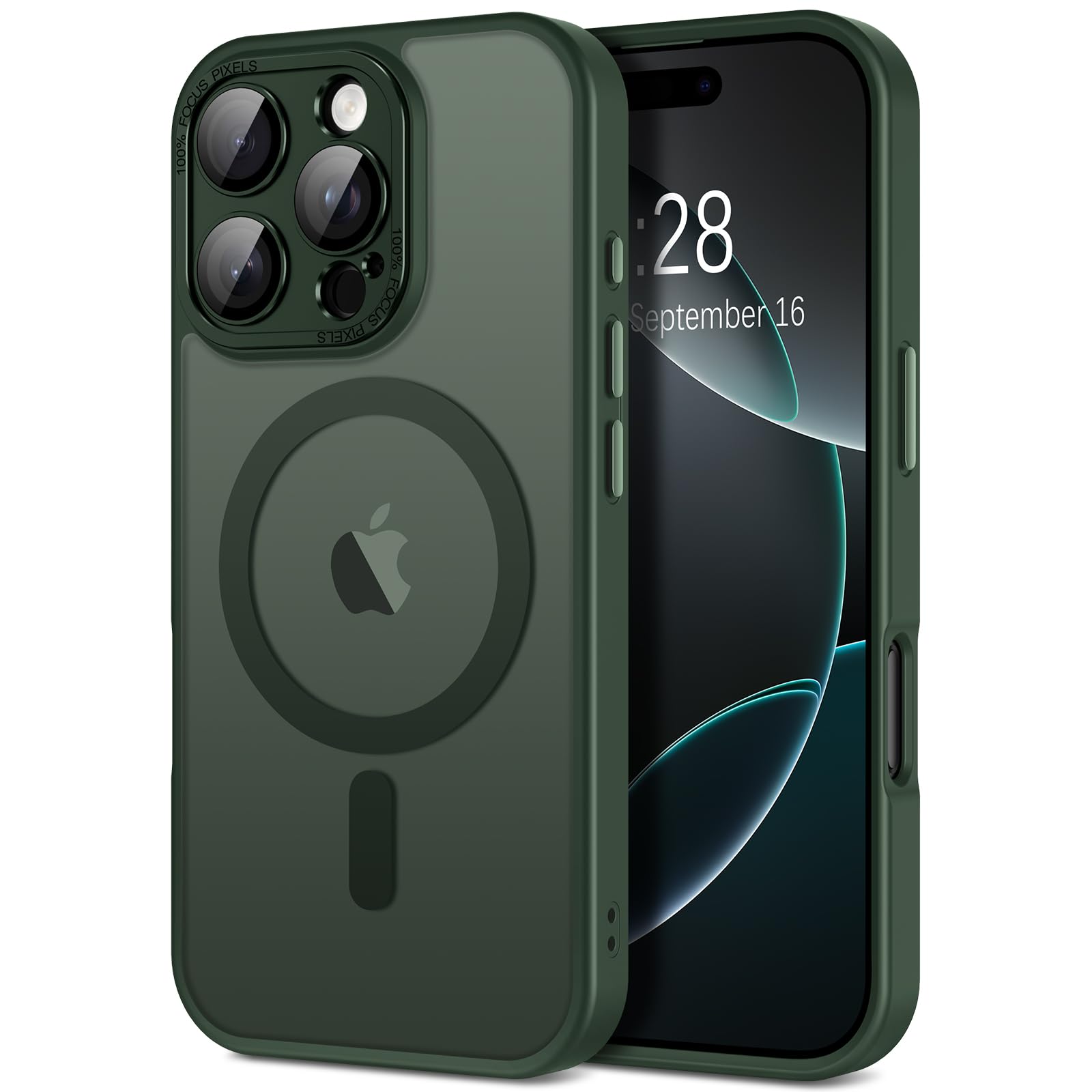 Hython for iPhone 16 Pro Case Magnetic Translucent Matte Phone Cases with Camera Cover Lens Protector [Compatible with MagSafe] Slim Shockproof Bumper