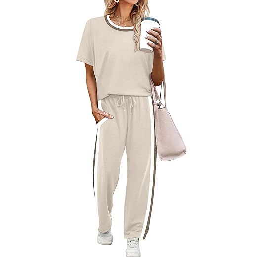 J.Crew’s Spring Outfit Formulas: 7 Easy, Polished Looks - 617APC4L9IL. SS520 - Sale is Live - 2026 WIHOLL 2 Piece Lounge Sets for Women Matching Set Summer Outfits Short Sleeve Tops Wide Leg Pants with Pockets