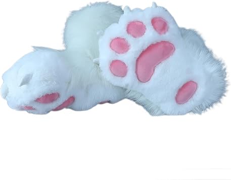 Furry Animal Paw Slippers, Plush Animal Paw Socks with Full Flesh Pads, Fur Clothing Accessories Paw Slippers Color 4, Size 36-44