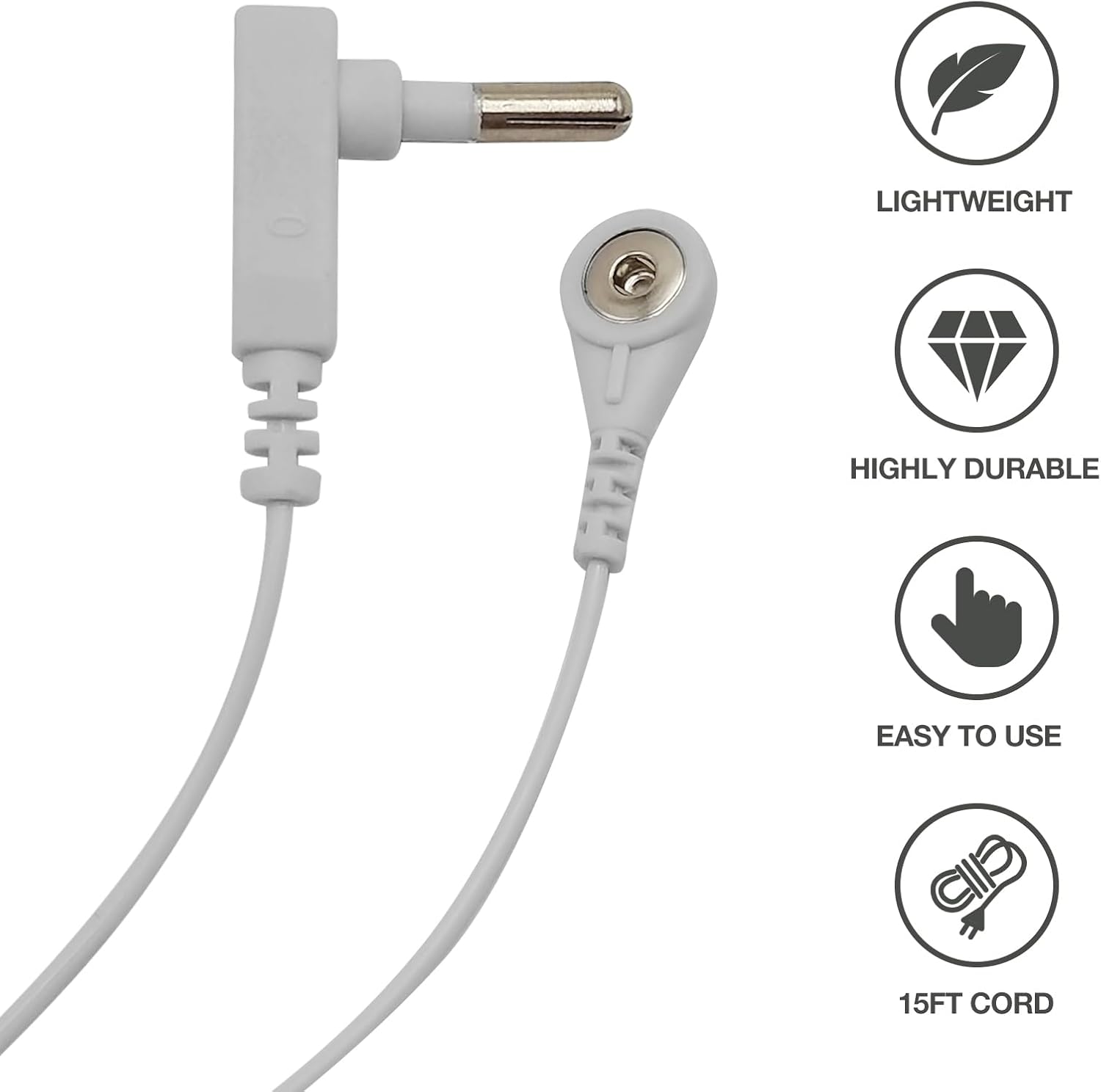 Grounding Cord with 2 Leads,15ft Universal Grounding Cord for Grounding Products,Replacement Grounding Cable Accessories for Grounding Sheet,Mat,Blanket