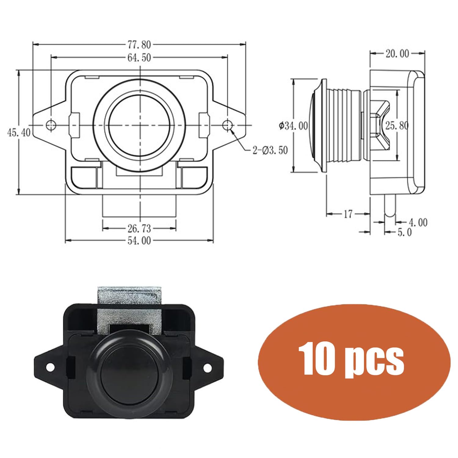 10 stuks repen met drukknop, meubelslot 14-16 mm, voor