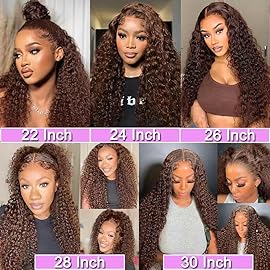 WPPIKK Chocolate Brown Lace Front Wigs Human Hair Pre Plucked 180 Density Brazilian Wet and Wavy Human Hair Wigs for Black Women Colored Curly 13x4 Lace Frontal Wig (Brown Color, 20 Inch)